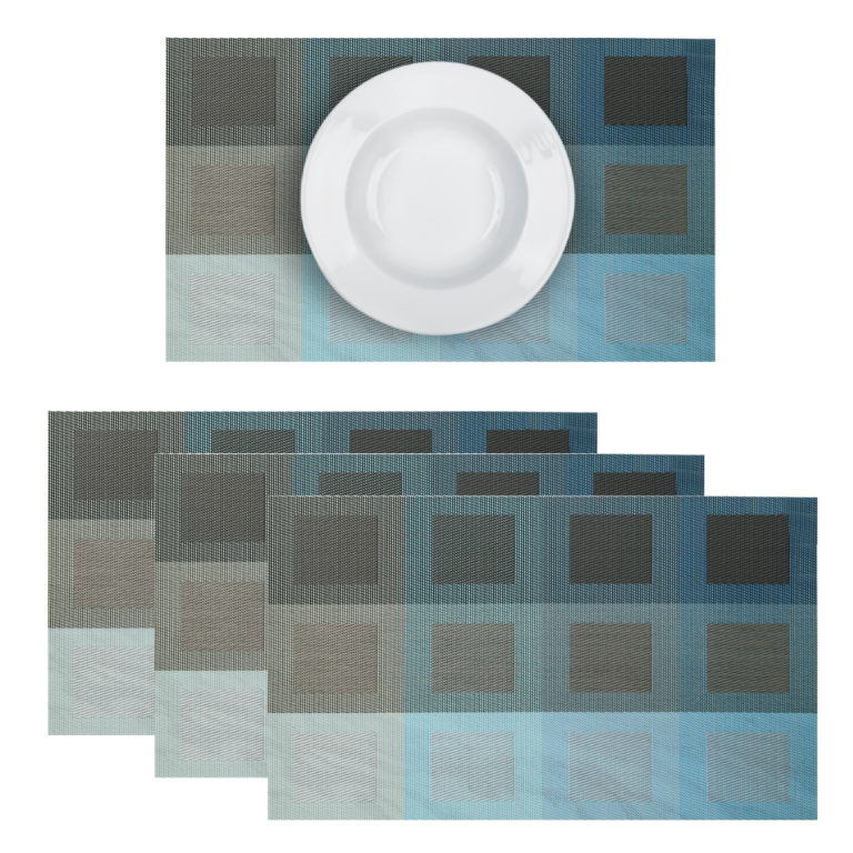 Color woven placemats with a white plate