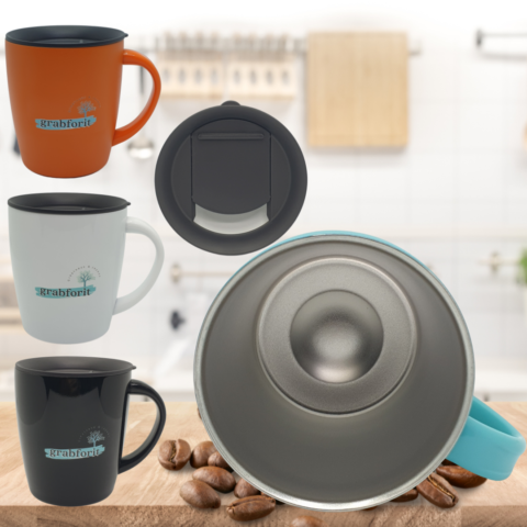 Stainless steel coffee mug with lids
